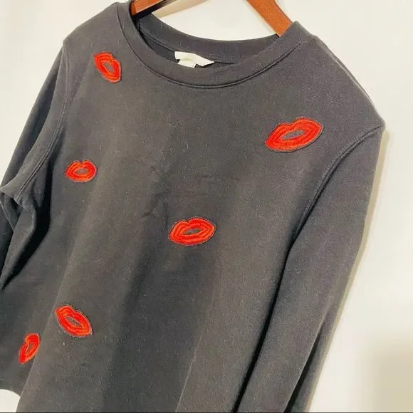 H&M Womens Lips Crewneck Sweater Size Medium - Picture 3 of 5